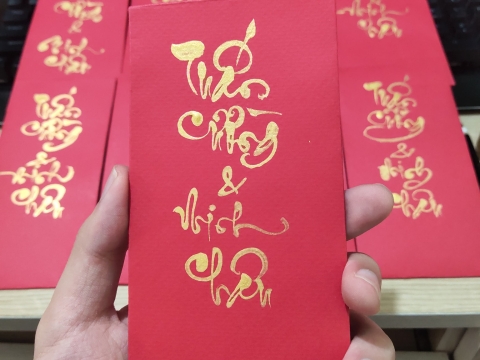Thư pháp trên thiệp duyên