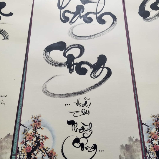 Liễn tranh thư pháp theo yêu cầu. KT 27x79cm