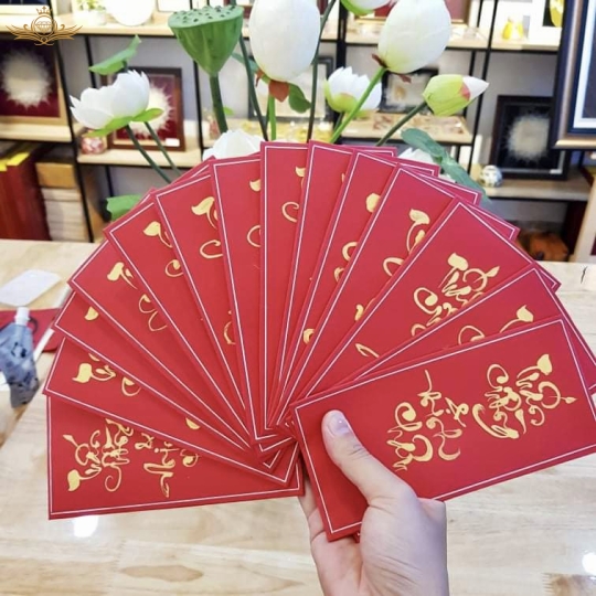 Bao lì xì thư pháp handmade bê tráp cưới hỏi theo yêu cầu