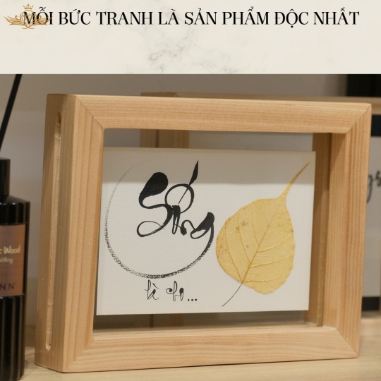 Tranh thư pháp lá bồ đề, tranh vẽ theo yêu cầu