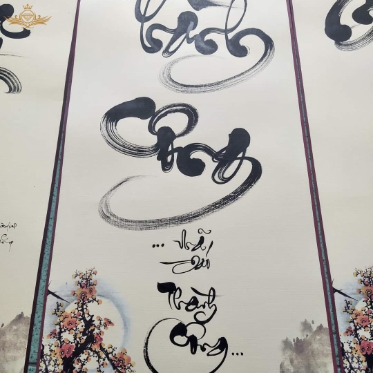 Liễn tranh thư pháp theo yêu cầu. KT 27x79cm