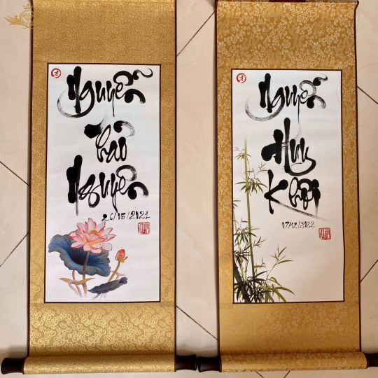 Tranh Thư Pháp Biểu Lụa Gấm Sang Trọng KT 35x80cm