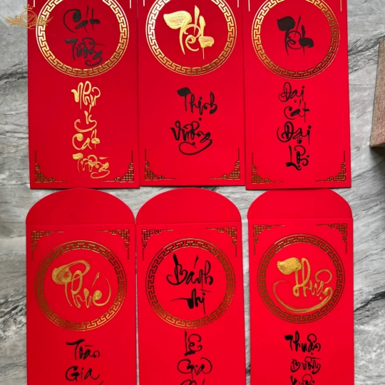 Bao lì xì thư pháp handmade bê tráp cưới hỏi theo yêu cầu