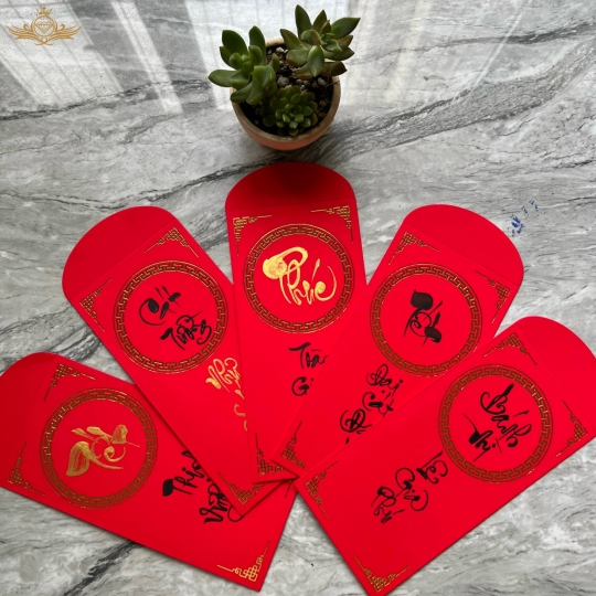 Bao lì xì thư pháp handmade bê tráp cưới hỏi theo yêu cầu