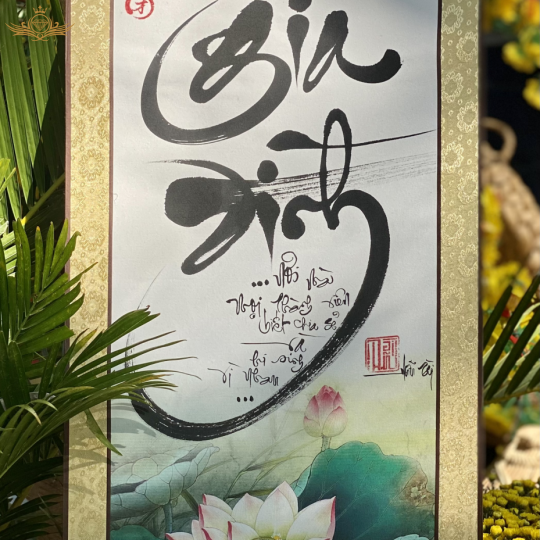 Tranh Thư Pháp Biểu Lụa Gấm Sang Trọng KT 35x80cm
